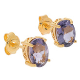 Yellow Gold Plated Sterling Silver Semi Mount Earrings Setting Oval OV - Syzjewelry